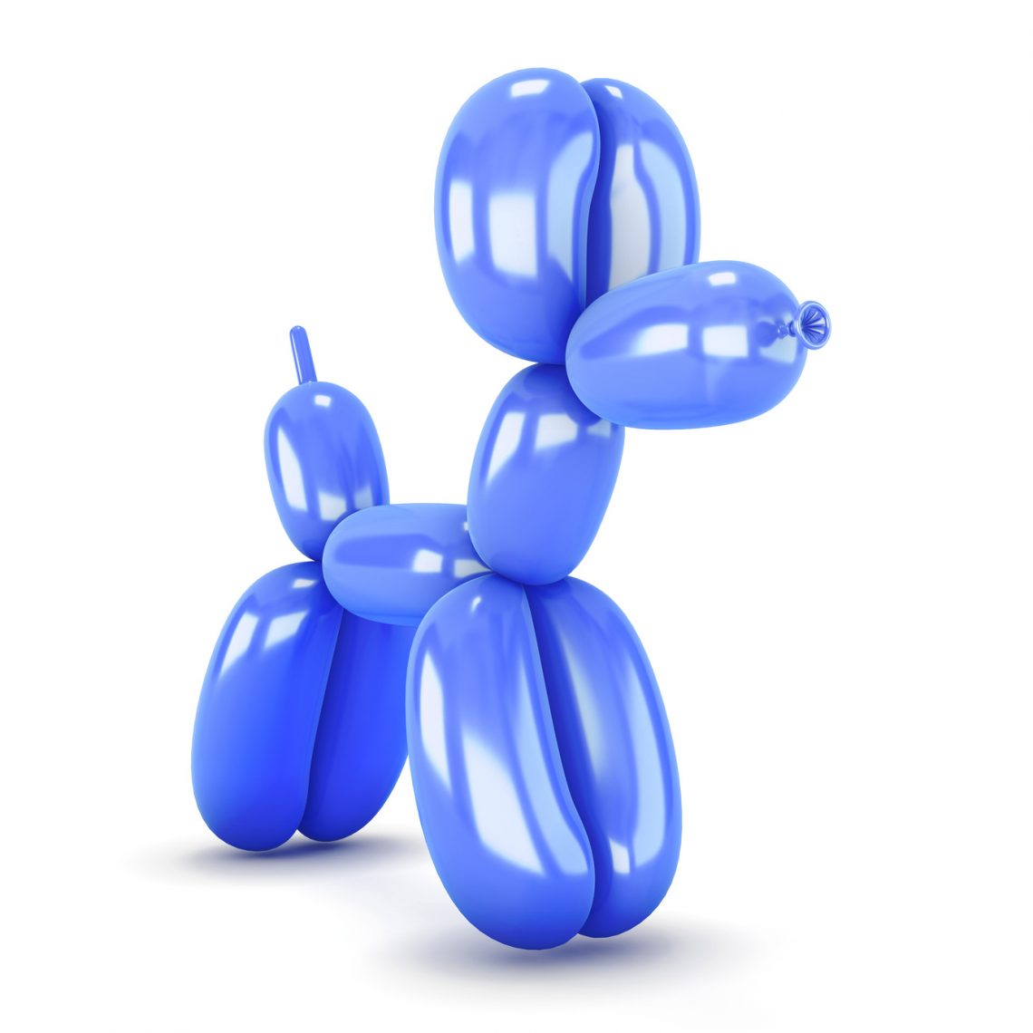 Blue dog balloon on a white background. 3d render image.